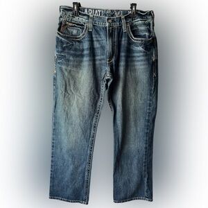 Ariat Blue Straight-Leg Jeans with Distressed Finish